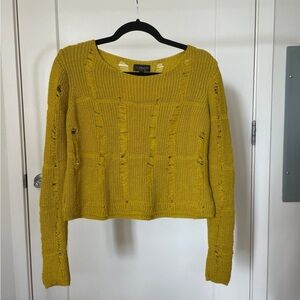 Topshop Muted Yellow Cropped Sweater